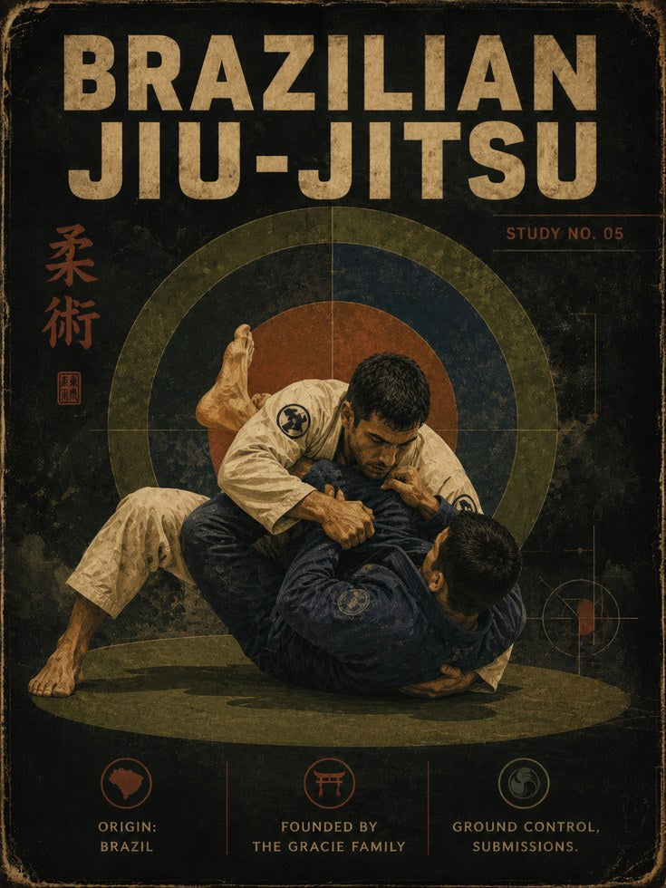 Martial Arts Print: Brazilian Jiu-Jitsu Vintage Style - artwork on paper