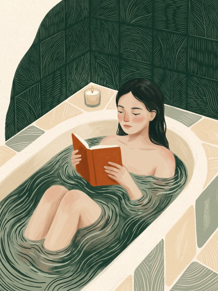 Relaxing Bath Art Print: Serene Green Botanical (Bathroom or Bedroom) - artwork on paper