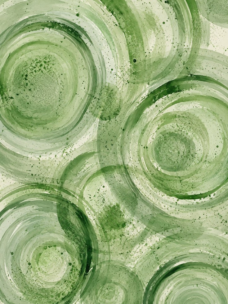 Green Abstract Wall Art – Organic Circle Print - artwork on paper