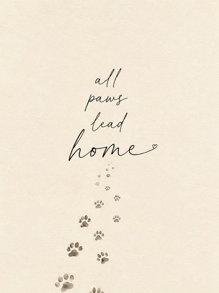 All Paws Lead Home Print: Minimalist Pet Typography Wall Art - artwork on paper
