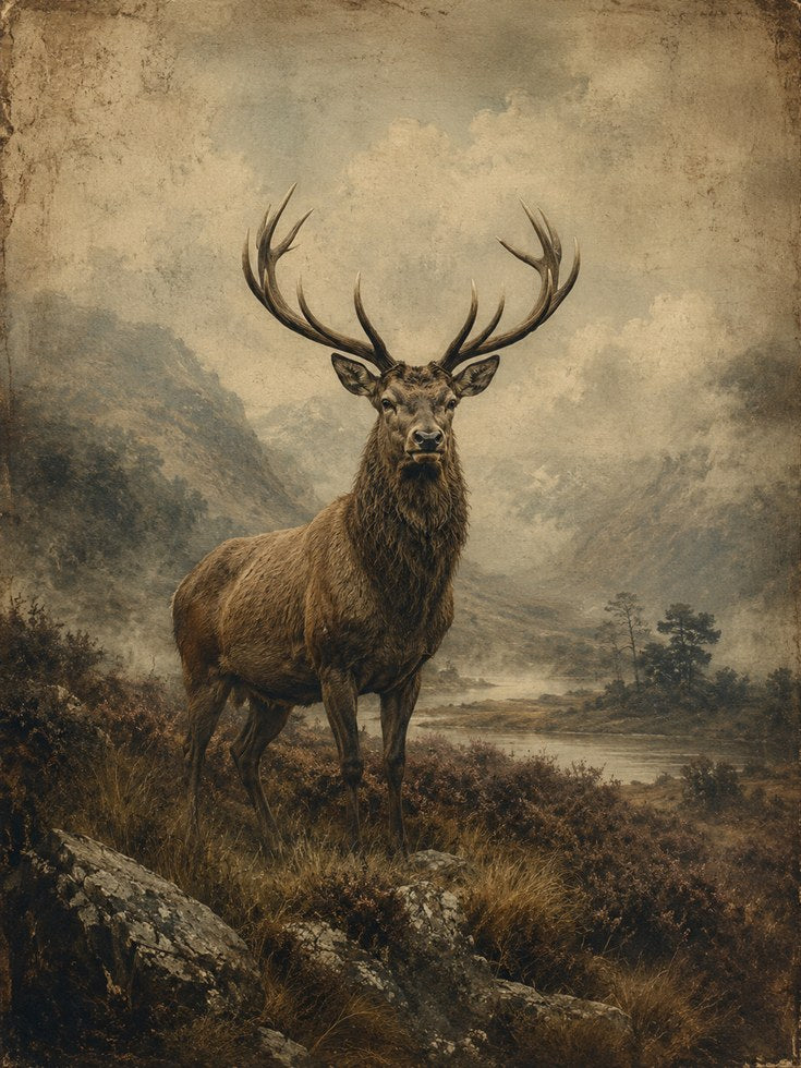 Vintage Deer Wall Art – Stag Print - artwork on paper