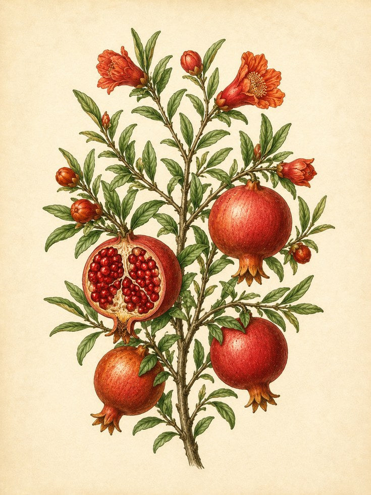 Pomegranate Botanical Print: Vintage Scientific Illustration - artwork on paper