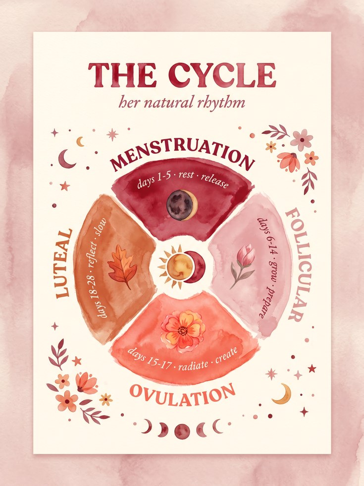 Moon Phase Menstrual Cycle Print - artwork on paper