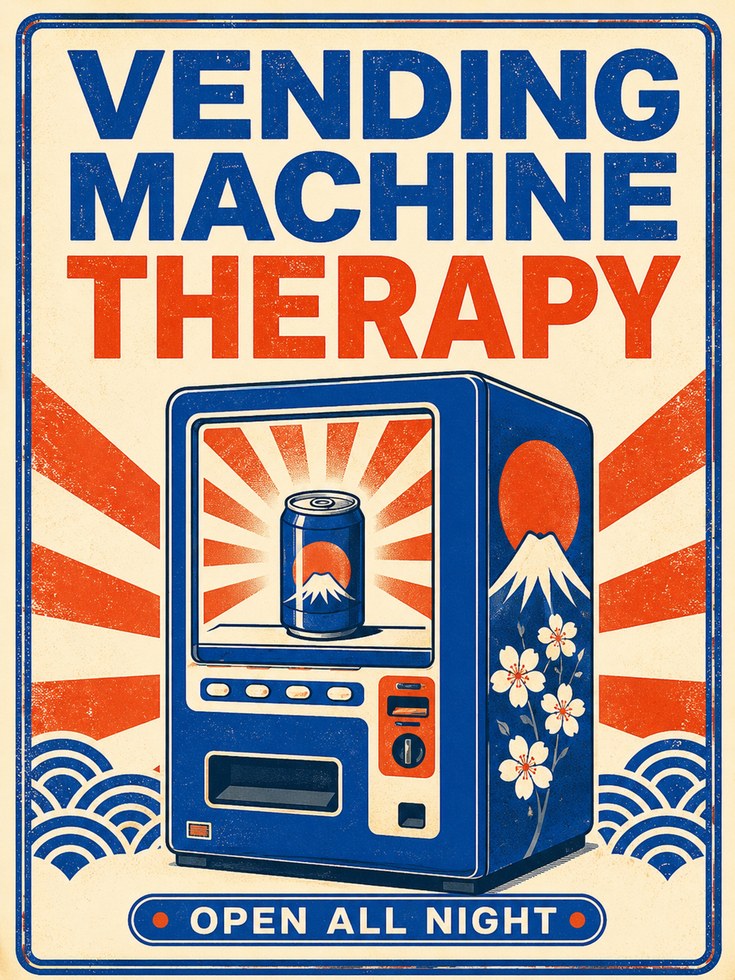 Vending Machine Wall Art – Retro Japanese Poster - artwork on paper