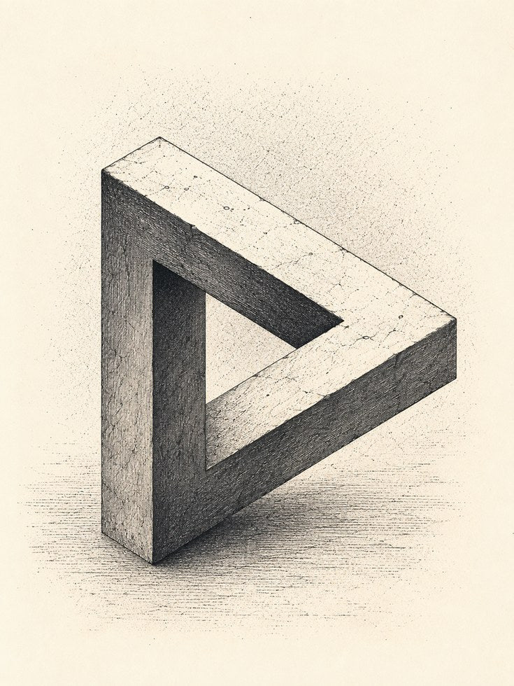 Impossible Triangle Print – Geometric Wall Art - artwork on paper