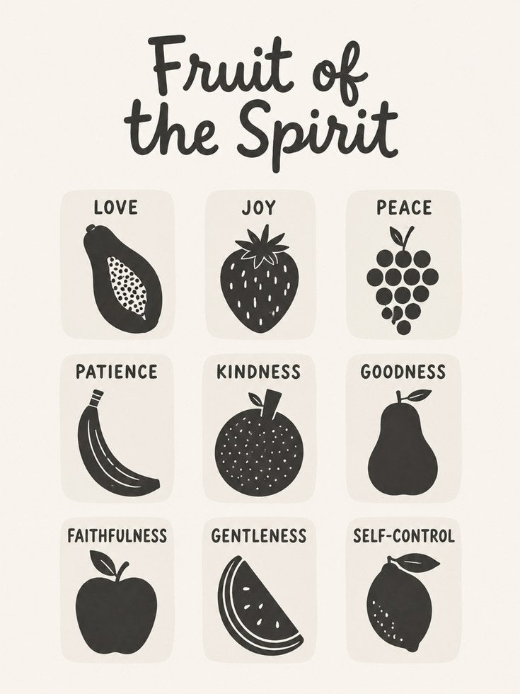 Fruit of the Spirit Print: Minimalist Christian Scripture Art - artwork on paper