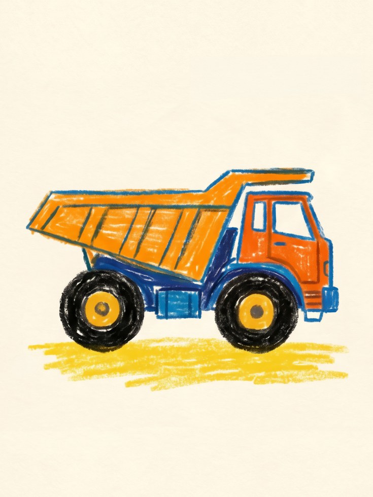 Kids Room Wall Art: Playful Toy Dump Truck - artwork on paper