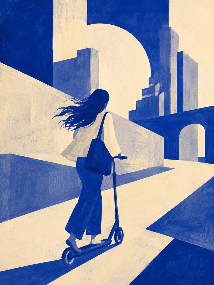 Urban Wall Art – City Scooter Print - artwork on paper