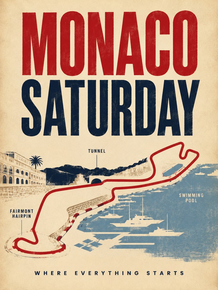 Monaco Grand Prix Poster – Vintage Racing Print - artwork on paper