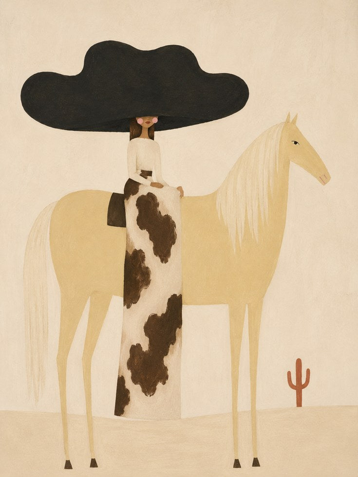 Western Wall Art – Cowgirl Horse Print - artwork on paper
