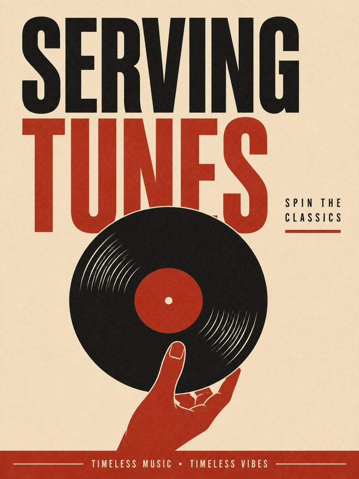 Vintage Vinyl Record Poster: Retro Music Typography Art Print - artwork on paper
