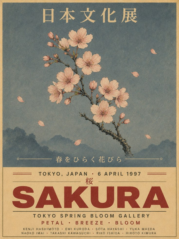 Cherry Blossom Poster – Japanese Exhibition Print - artwork on paper