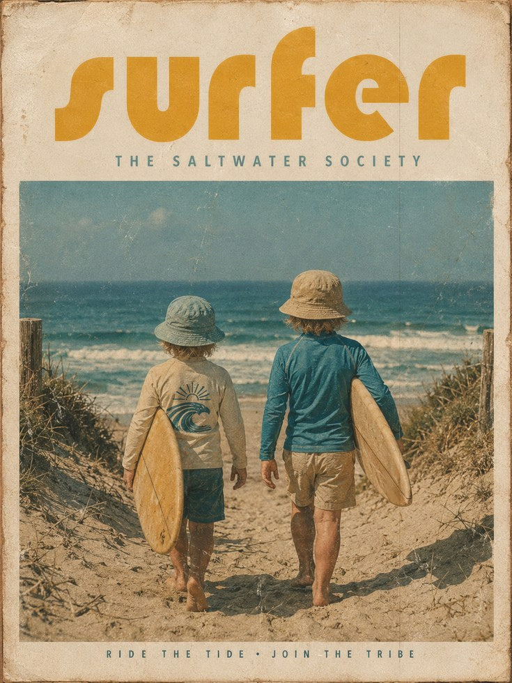 Vintage Surfer Poster Print — Retro Beach Photography - artwork on paper