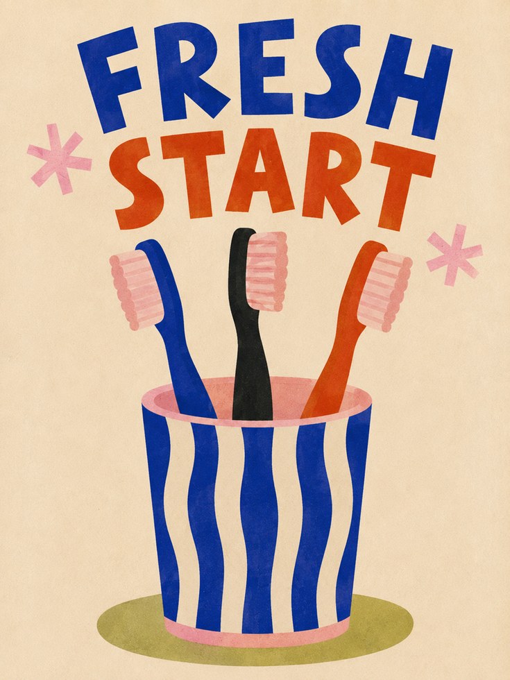 Fresh Start Bathroom Print - artwork on paper