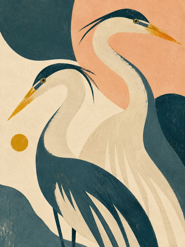 Heron Wall Art – Vintage Bird Print - artwork on paper