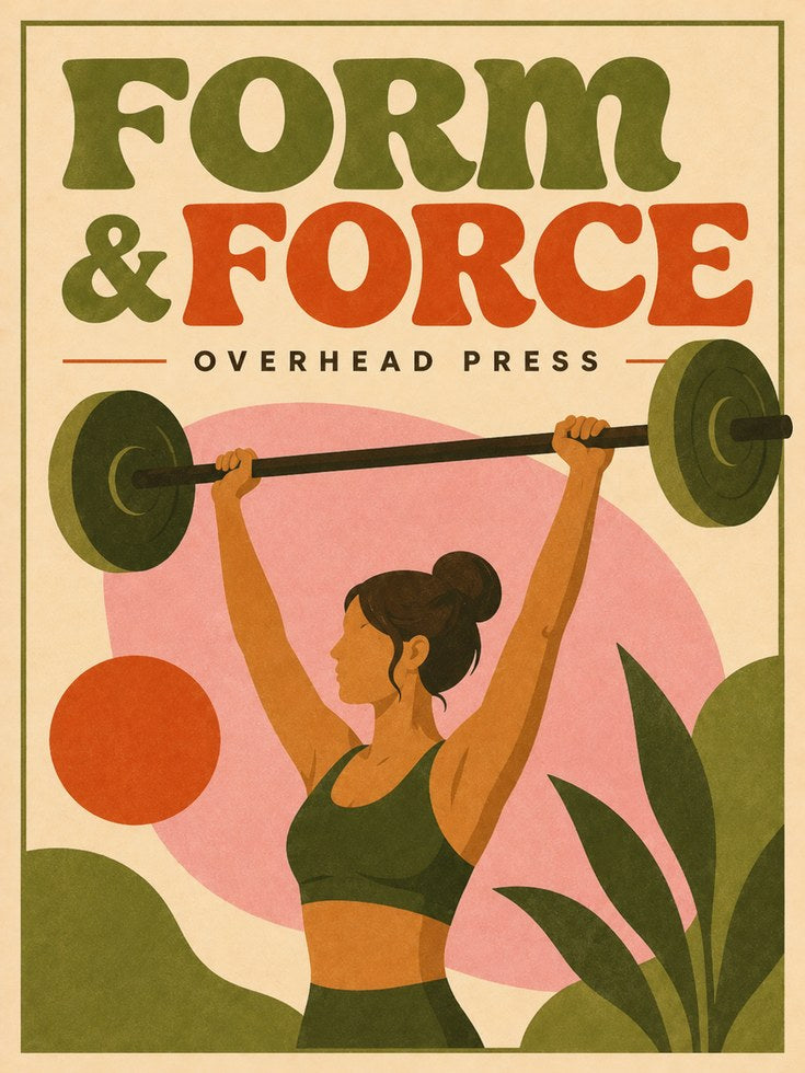 Overhead Press Wall Art: Vintage Gym Poster (Mid-Century Style) - artwork on paper