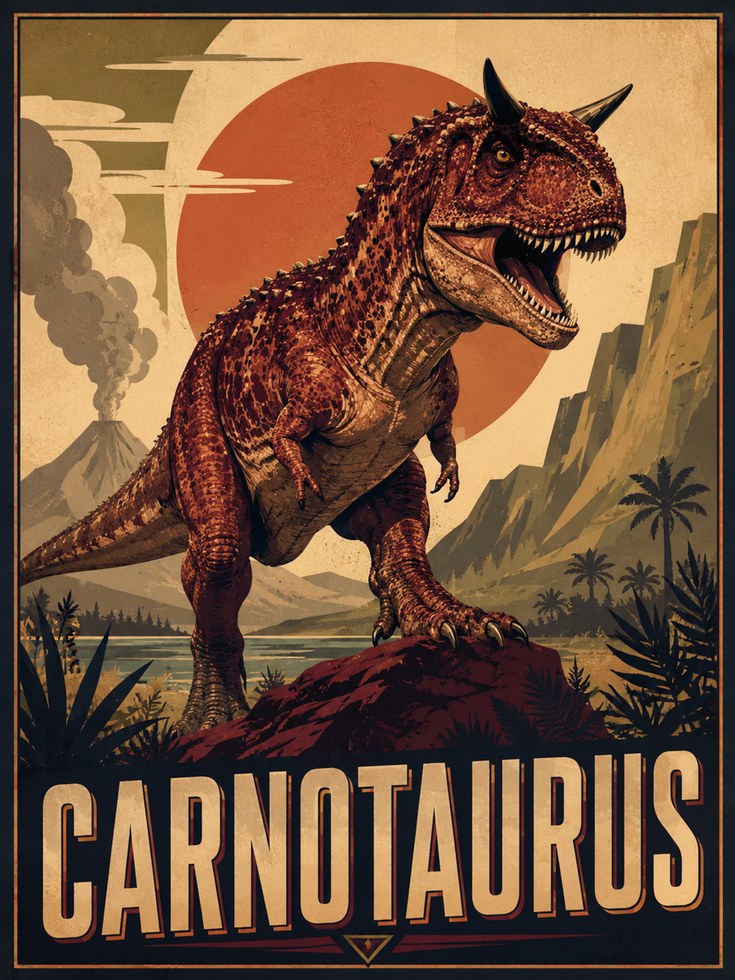 Carnotaurus Dinosaur Poster - artwork on paper