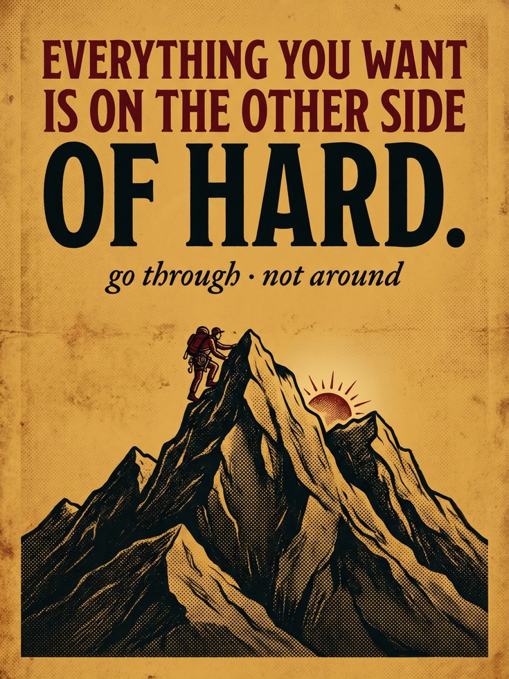Motivational Wall Art: Mountain Climber Print (Vintage Style) - artwork on paper