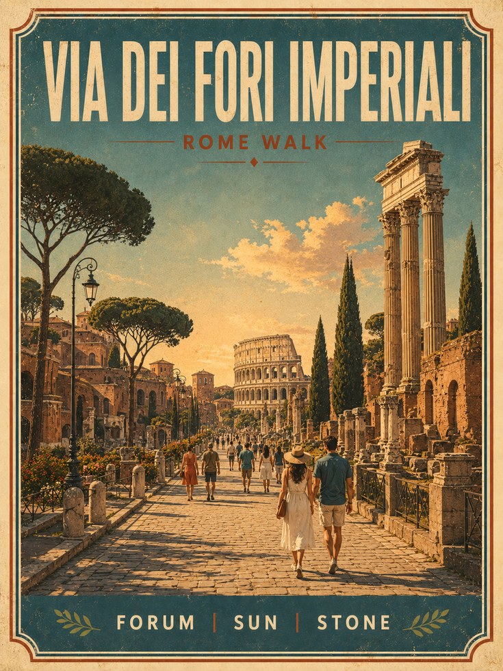 Vintage Rome Travel Poster – Colosseum Italian Print - artwork on paper