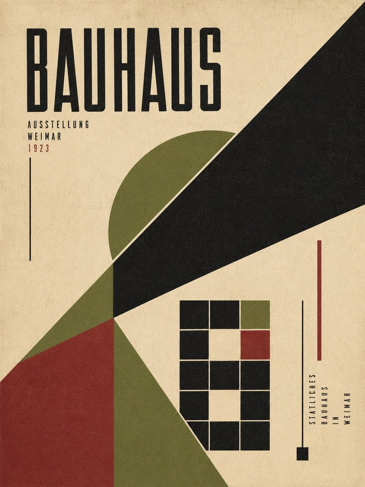Bauhaus Exhibition Poster: Geometric Modernist Wall Art - artwork on paper