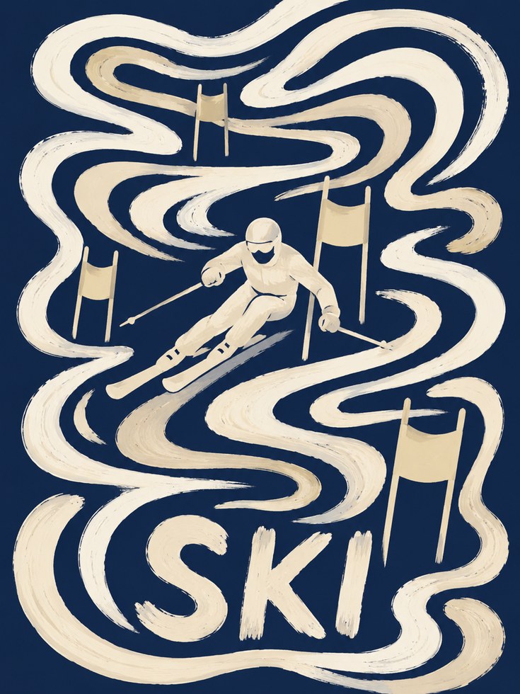 Vintage Ski Poster - artwork on paper