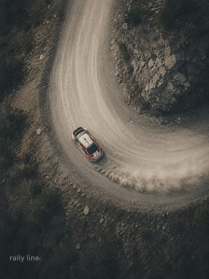 Aerial Car Wall Art – Rally Racing Print - artwork on paper