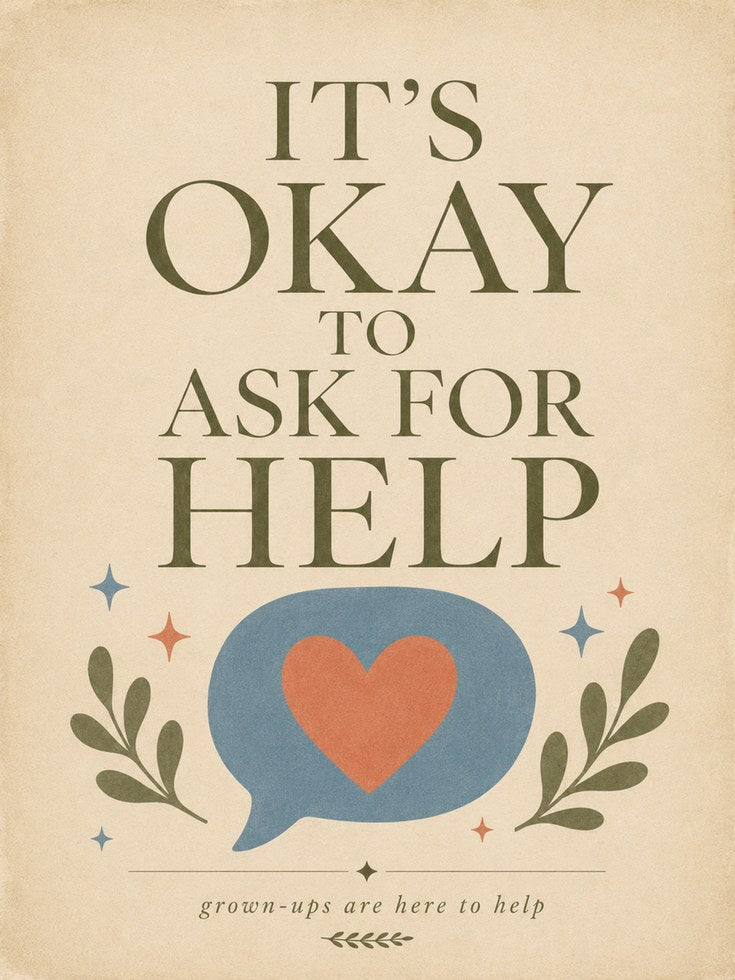 It's Okay to Ask for Help Typography Print: Retro Motivational Art - artwork on paper
