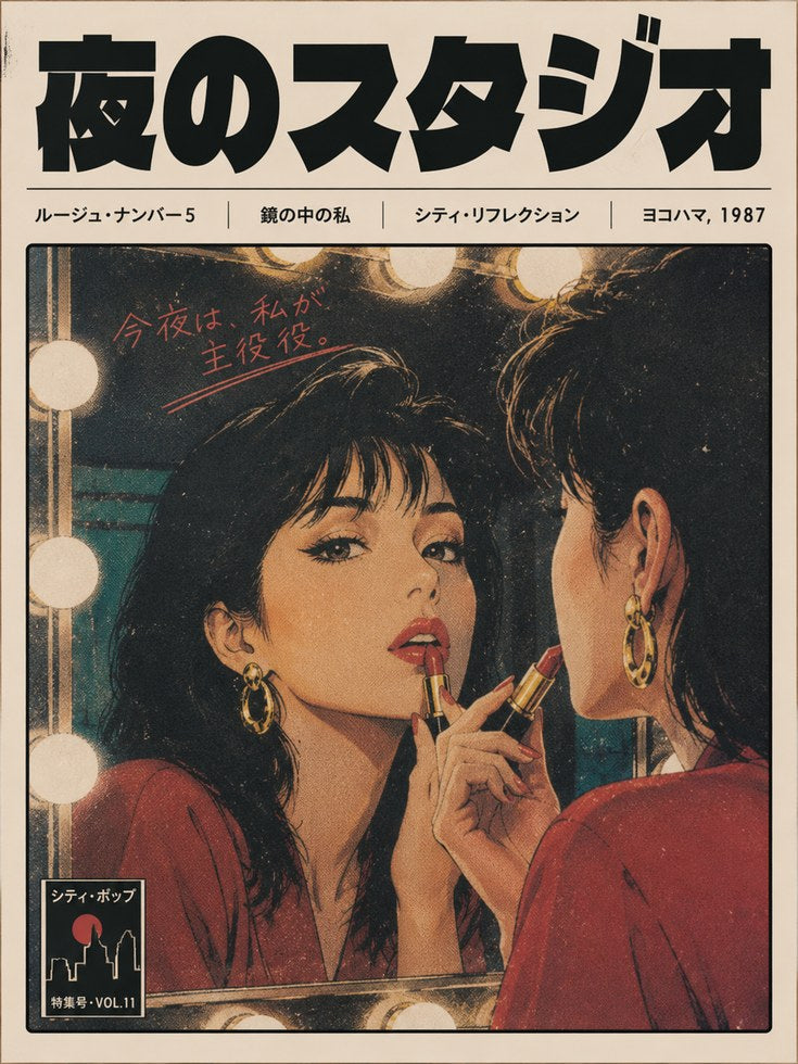 Retro Japanese Magazine Cover: 1980s Fashion Illustration Art Print - artwork on paper
