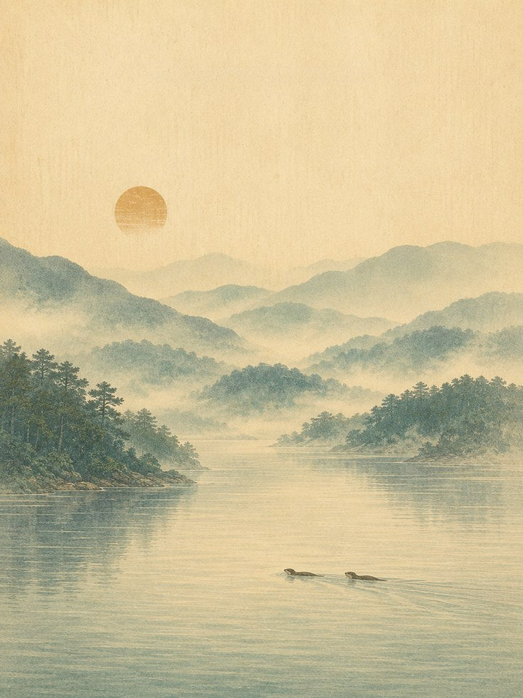 Japanese Landscape Wall Art - artwork on paper