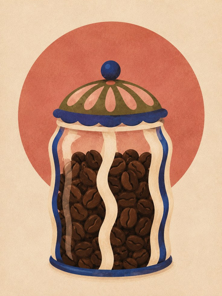 Retro Coffee Jar Print - artwork on paper