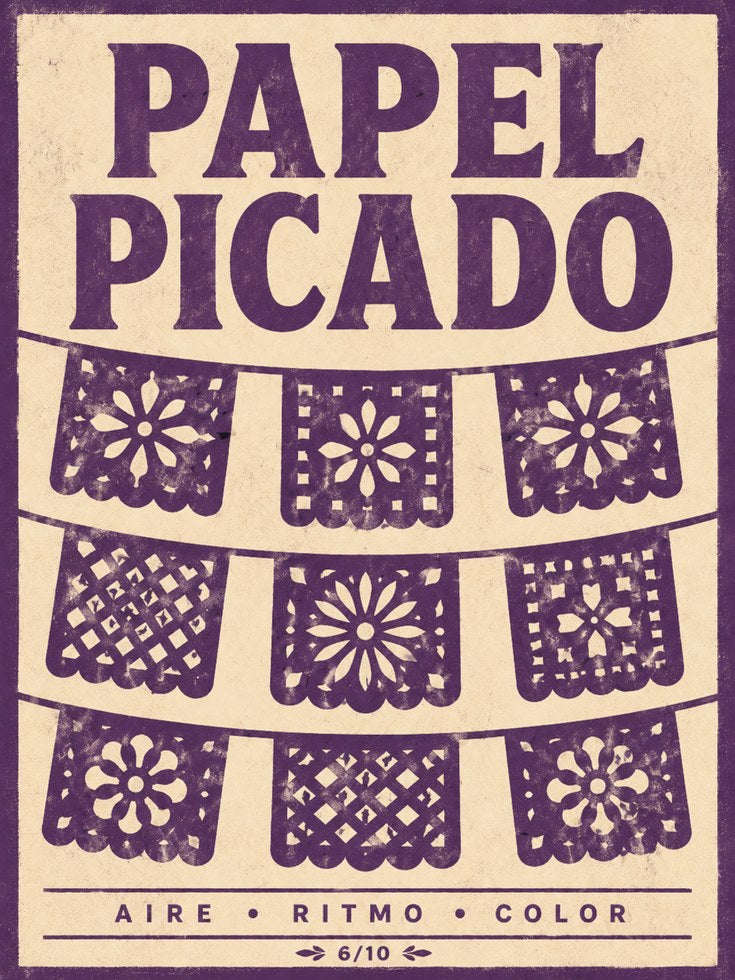 Mexican Folk Art Print: Vibrant Papel Picado - artwork on paper