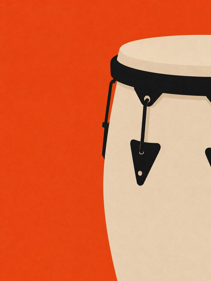 Conga Drum Art Print: Minimalist Orange Music Illustration - artwork on paper