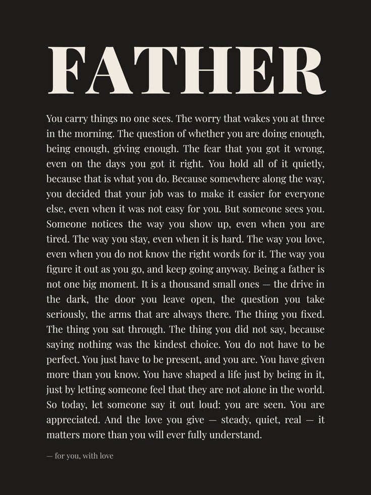 Father Typography Print: Heartfelt Black and White Wall Art - artwork on paper