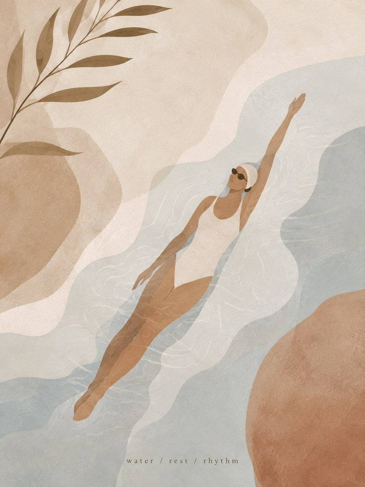Swimmer Wall Art – Abstract Woman Print - artwork on paper