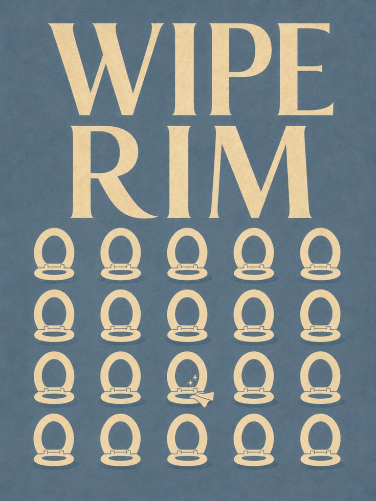 Funny Bathroom Print: Wipe Rim Typography - artwork on paper