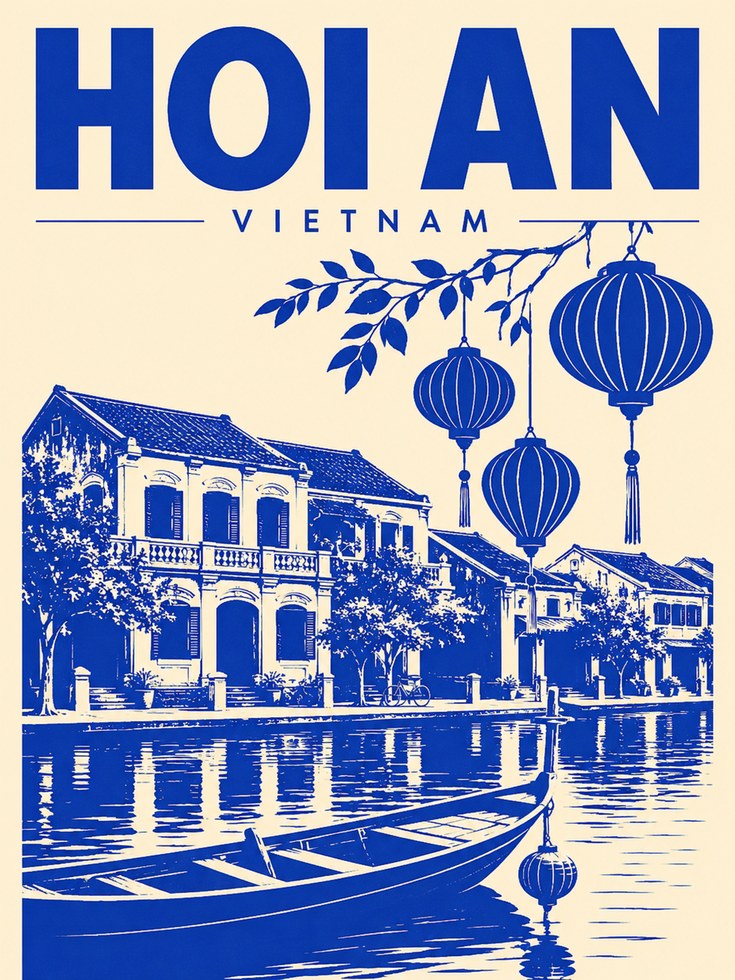 Vietnam Travel Poster – Hoi An Wall Art - artwork on paper