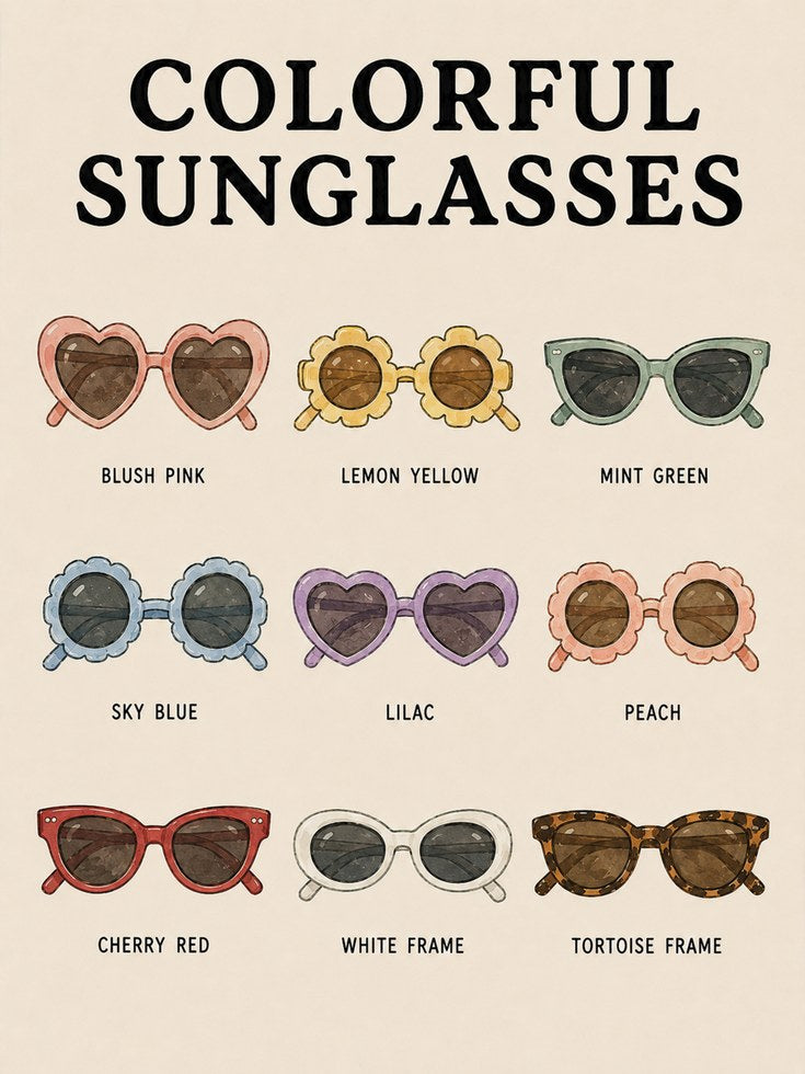 Colorful Sunglasses Print — Whimsical Retro Fashion Illustration - artwork on paper