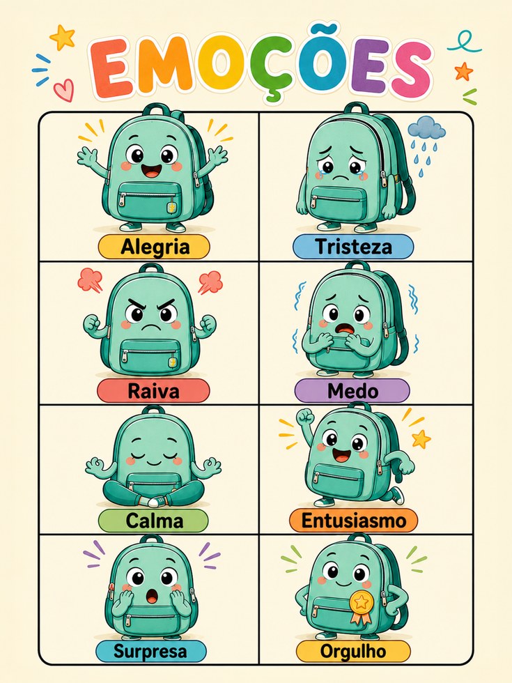 Emotions Poster for Kids: Portuguese Feelings - artwork on paper