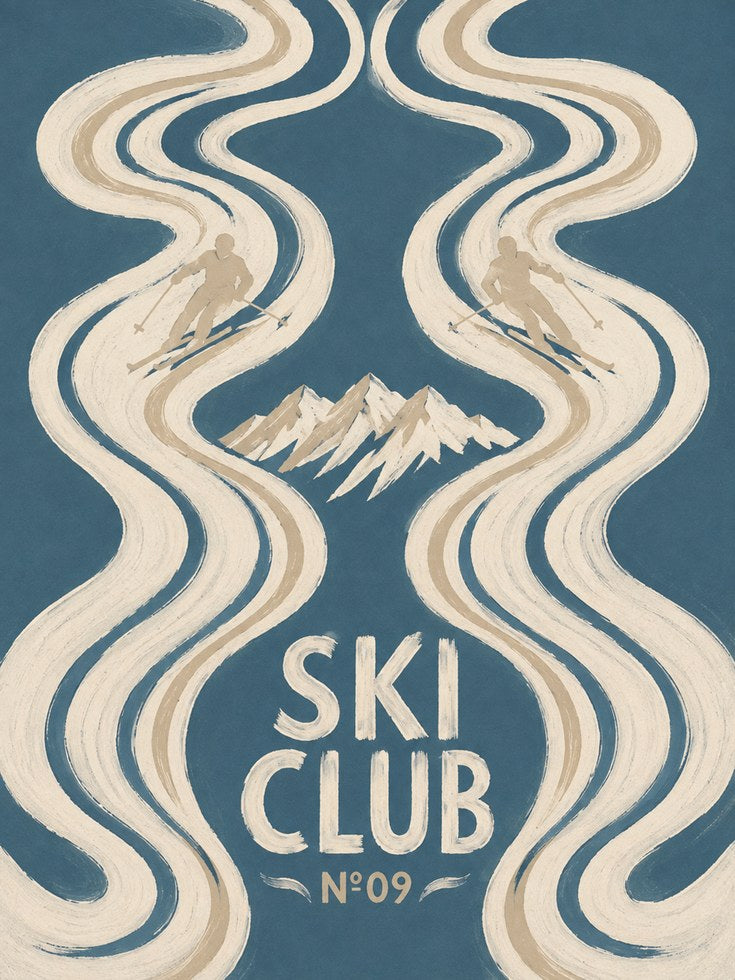 Vintage Ski Poster – Retro Ski Club Print - artwork on paper