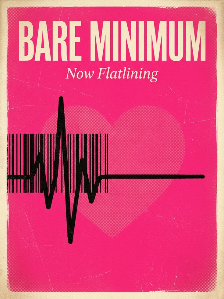 Bare Minimum Poster: Retro Pink Heartbeat Barcode Art Print - artwork on paper