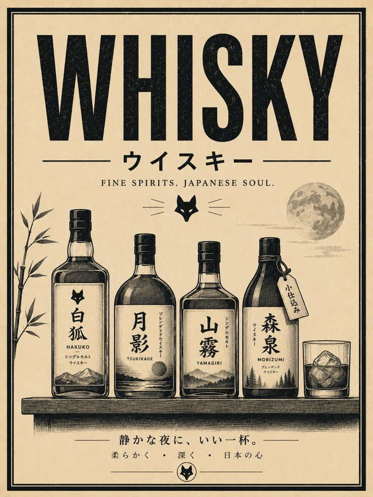 Japanese Whisky Poster – Vintage Bar Art - artwork on paper