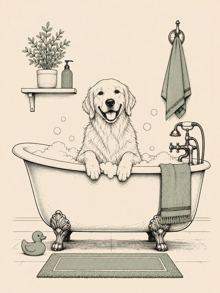 Dog Bathroom Wall Art - artwork on paper