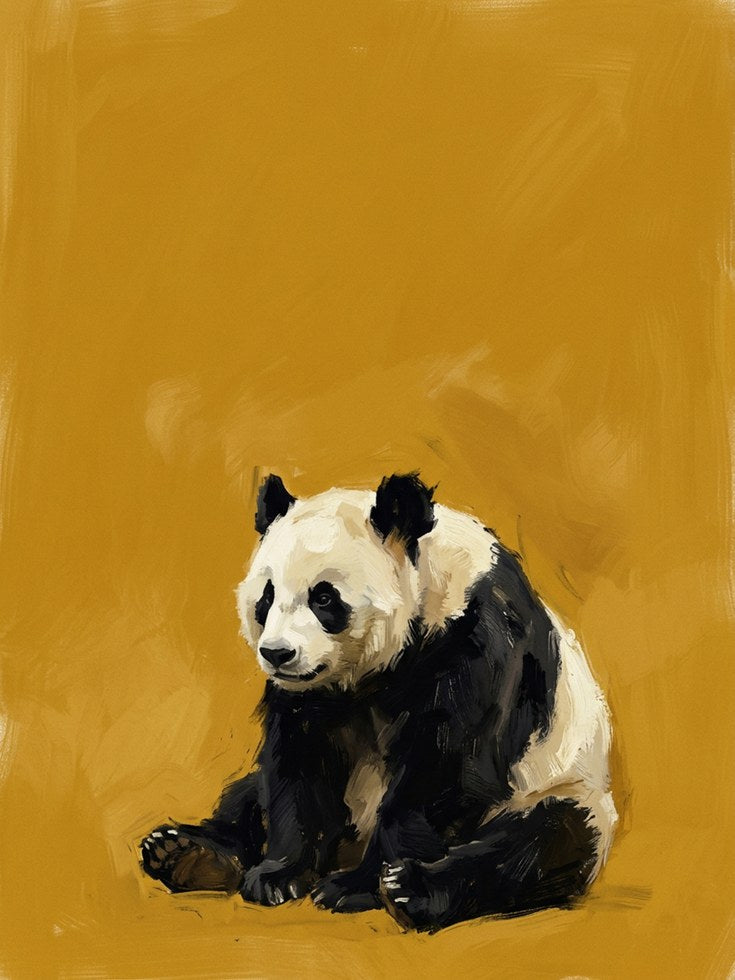 Panda Bear Print — Expressive Oil Painting Style - artwork on paper