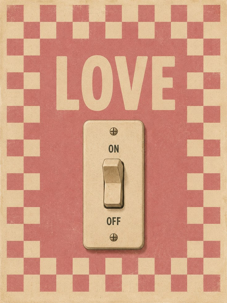 Love On Off Poster – Retro Typography Print - artwork on paper