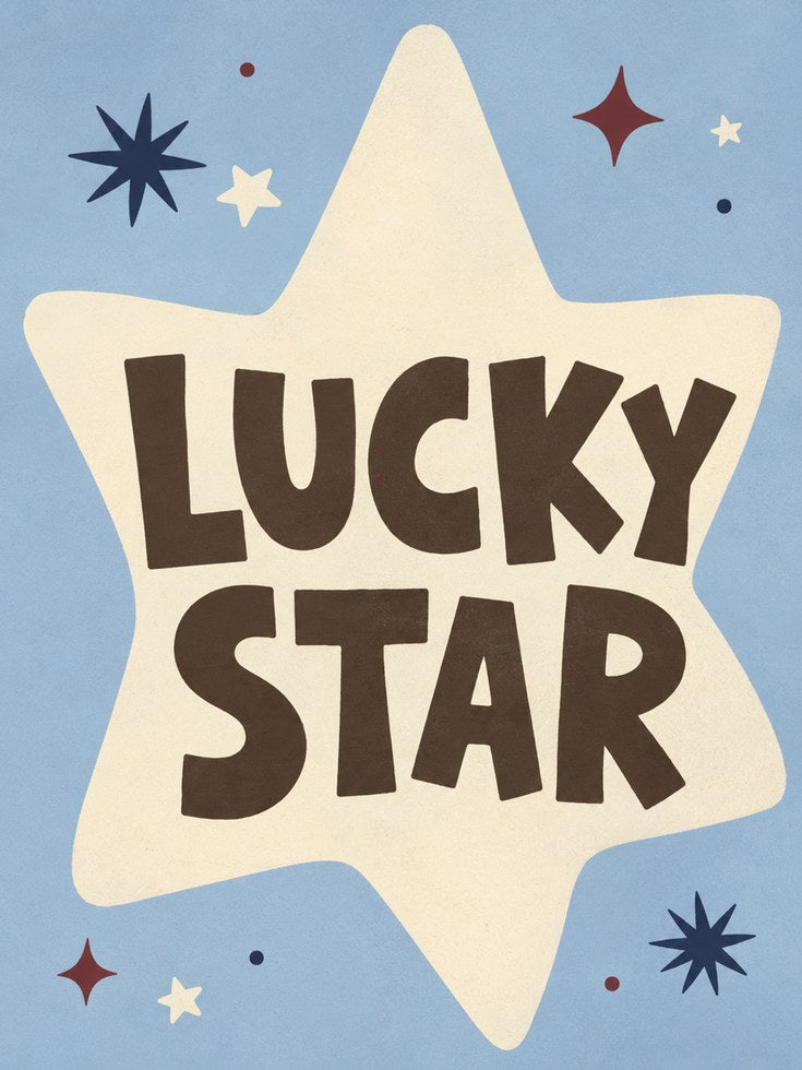 Retro Lucky Star Print - artwork on paper