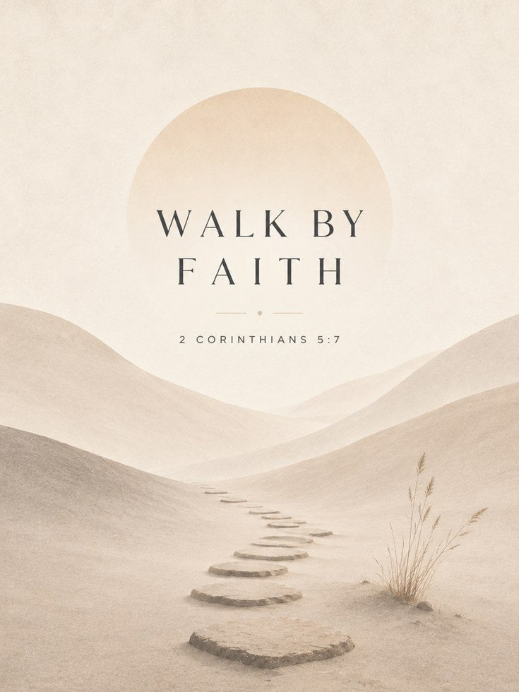 Walk By Faith Print – Bible Verse Wall Art - artwork on paper