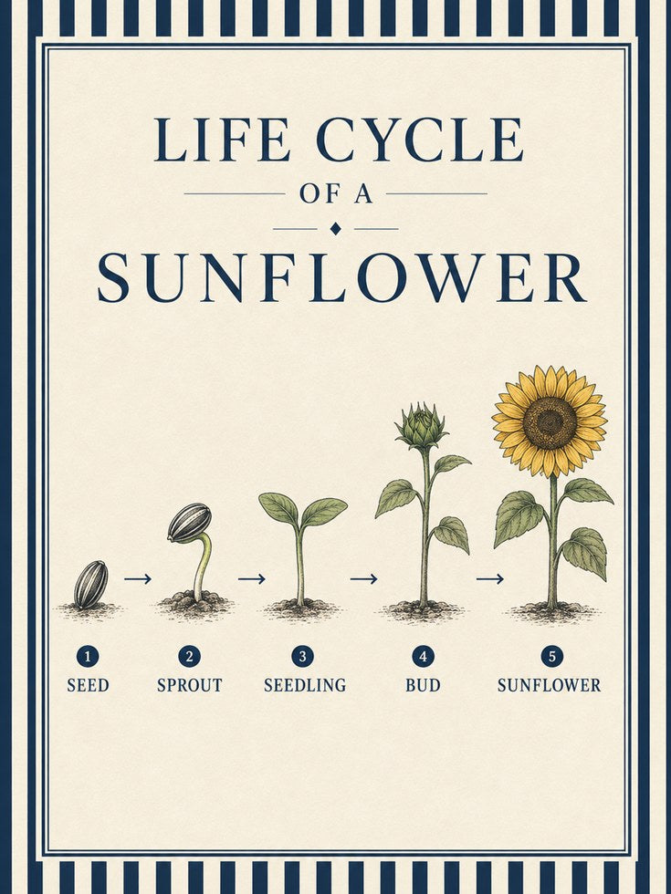 Sunflower Life Cycle Poster - artwork on paper