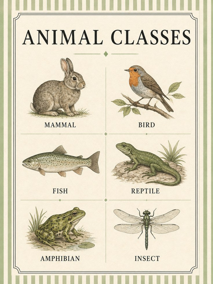 Animal Classes Poster – Educational Science Print - artwork on paper