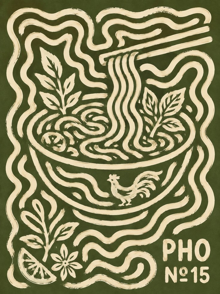 Vietnamese Food Poster – Pho Wall Art - artwork on paper