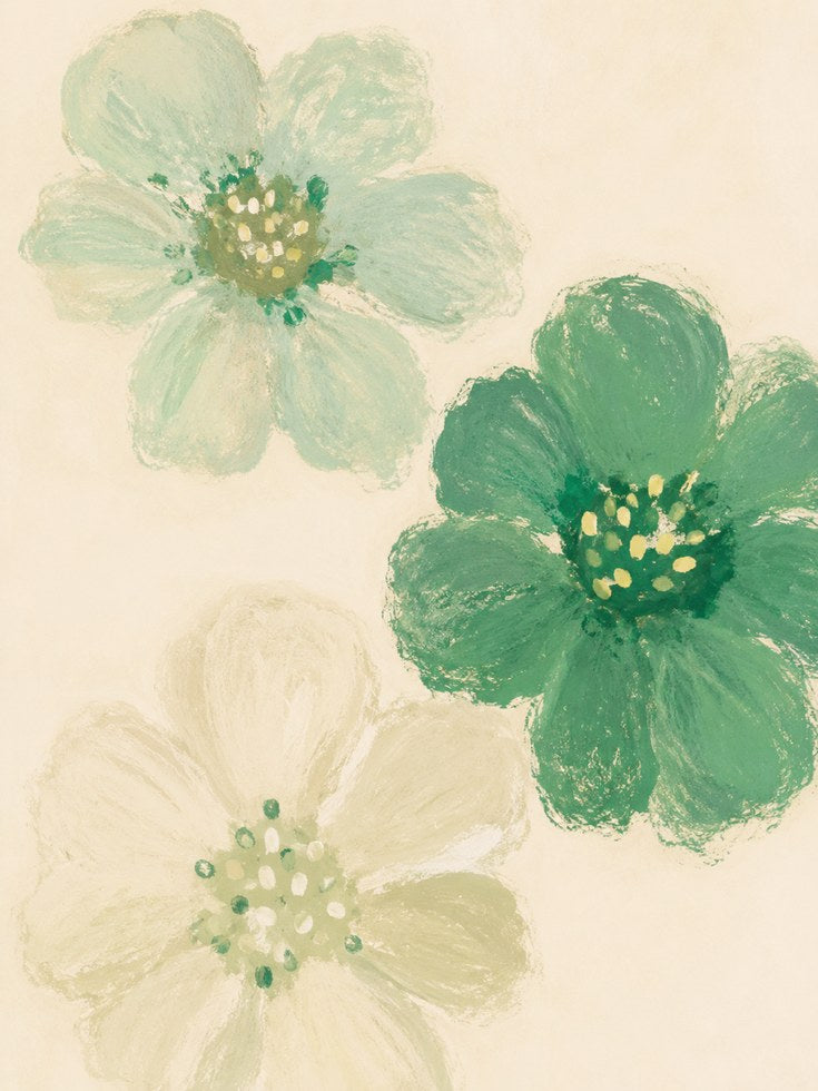 Green Floral Wall Art – Botanical Flower Print - artwork on paper